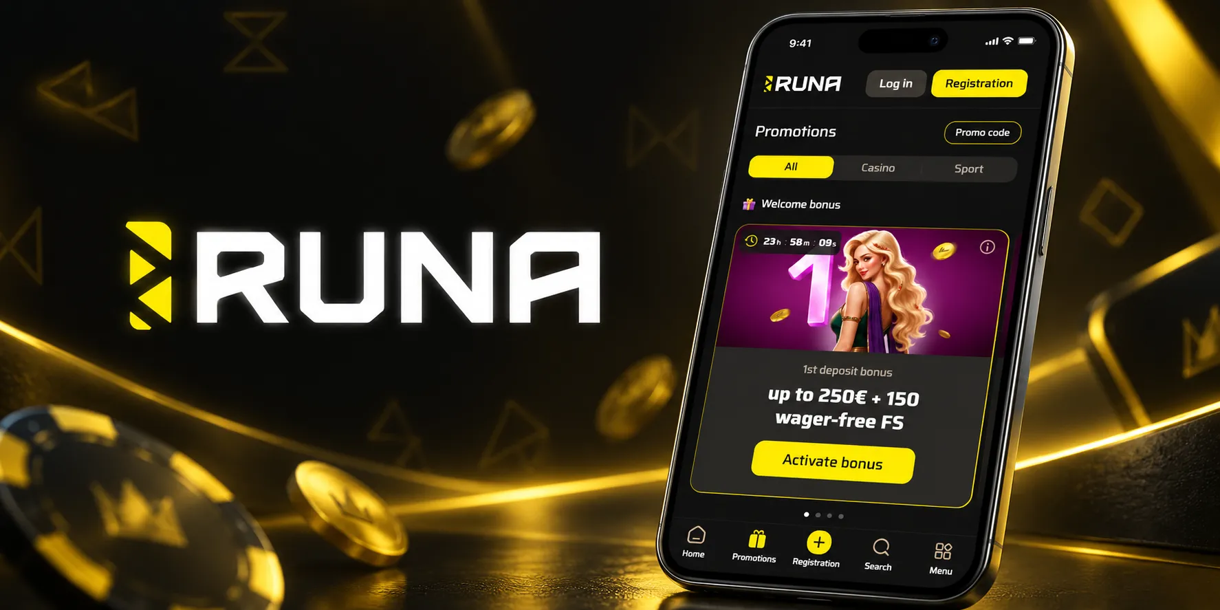 Capture d'écran de l'app Runa Casino